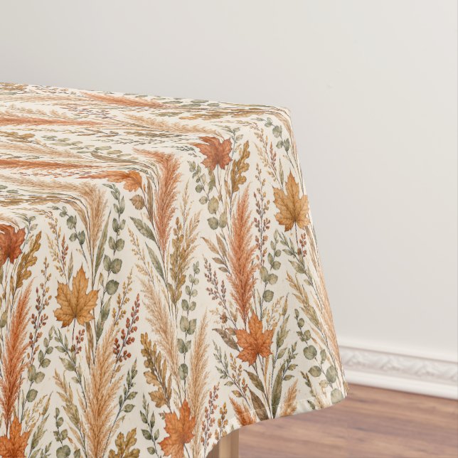 Boho Autumn Floral Pampas Grass Botanical Wedding Tablecloth (In Situ)