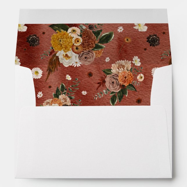 Boho Autumn Floral Return Address Envelope (Back (Bottom))
