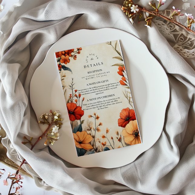 Boho Autumn Floral Wedding Enclosure Card (Creator Uploaded)