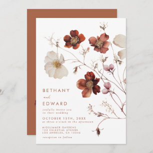 Boho Autumn Floral Wedding Invitation