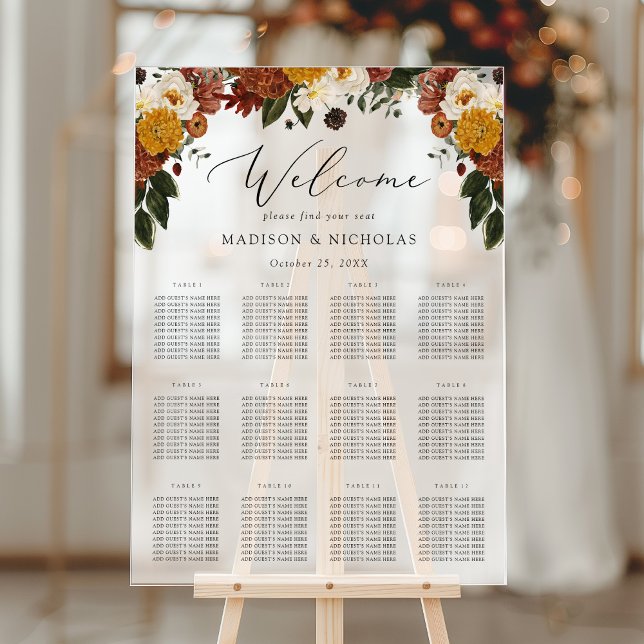 Boho Autumn Floral Wedding Seating Chart (Creator Uploaded)