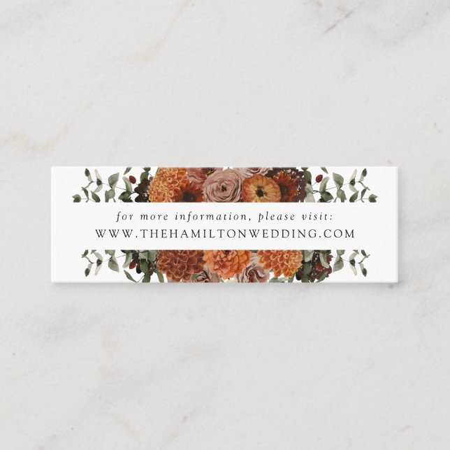 Boho Autumn Floral Wedding Website Cards (Front)