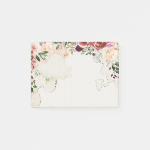 Boho Autumn Flowers Tea Stained Background Post-it Notes