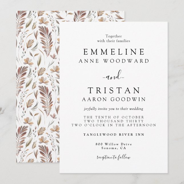 Boho Autumn Foliage | Botanical Wedding Invitation (Front/Back)
