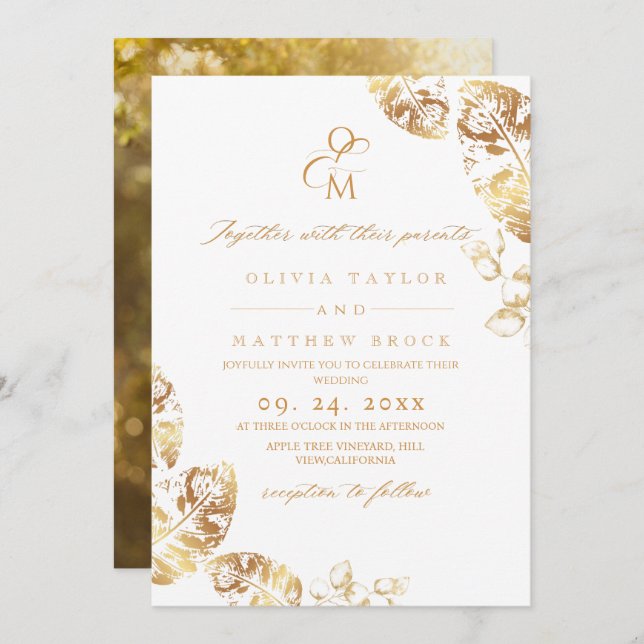 Boho Autumn Leafs | Botanical Wedding  Invitation (Front/Back)