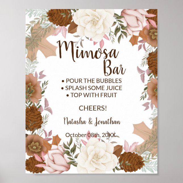 Boho Autumn Mimosa Bar Bridal Shower Wedding Sign (Front)