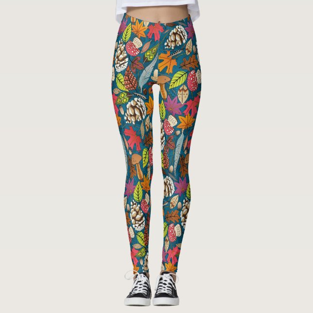 boho autumn peacock leggings (Front)