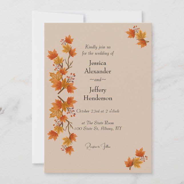 Boho Autumn Wedding Invitation (Front)