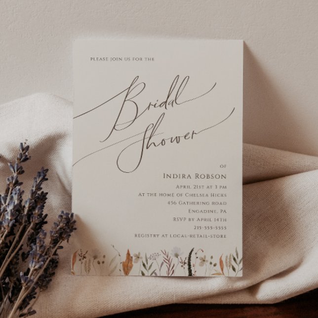 Boho Autumn Wildflower | Beige Bridal Shower Invitation (Creator Uploaded)