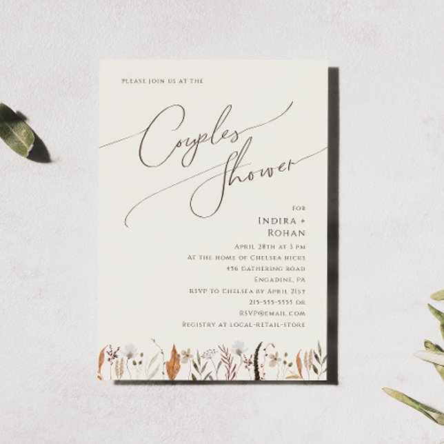 Boho Autumn Wildflower | Beige Couples Shower Invitation (Creator Uploaded)