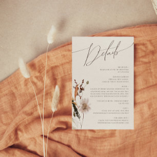 Boho Autumn Wildflower Beige Details Enclosure Card