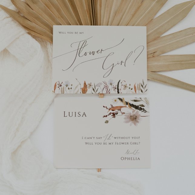 Boho Autumn Wildflower | Beige Flower Girl Card (Creator Uploaded)