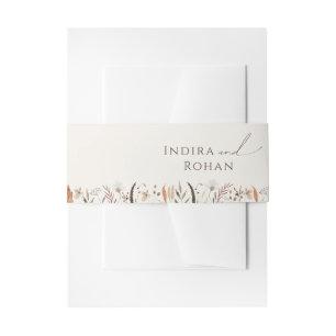 Boho Autumn Wildflower Beige Invitation Belly Band