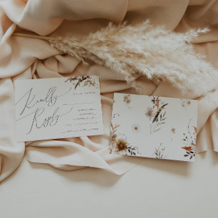 Boho Autumn Wildflower Beige Menu Choice RSVP Card