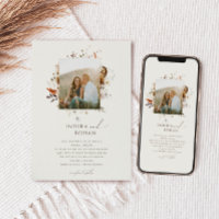 Boho Autumn Wildflower | Beige Photo Frame Wedding