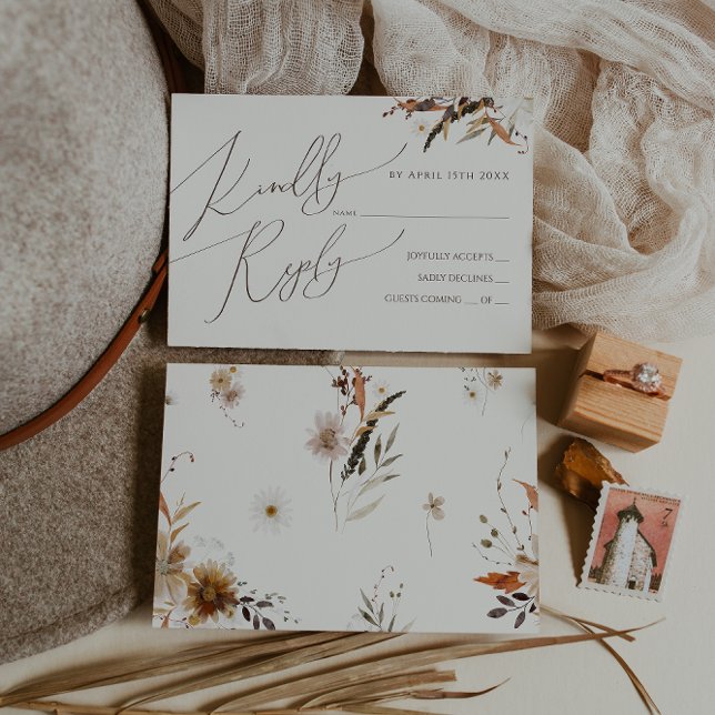 Boho Autumn Wildflower | Beige RSVP Card (Creator Uploaded)