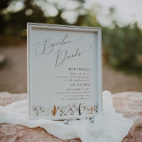 Boho Autumn Wildflower Beige Signature Drinks Sign