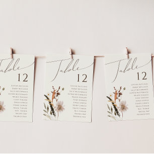 Boho Autumn Wildflower   Beige Table Number Chart