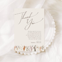 Boho Autumn Wildflower Beige Table Thank You Card