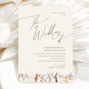Boho Autumn Wildflower   Beige The Wedding Of Invitation