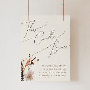 Boho Autumn Wildflower   Beige This Candle Burns Poster