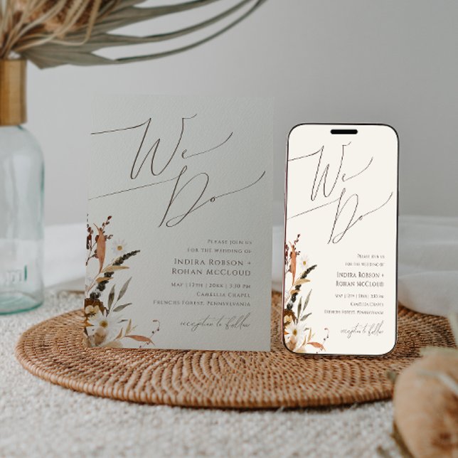 Boho Autumn Wildflower | Beige We Do Wedding Invitation (Creator Uploaded)