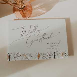 Boho Autumn Wildflower   Beige Wedding Guestbook