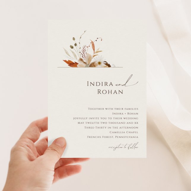 Boho Autumn Wildflower | Beige Wedding Invitation (Creator Uploaded)