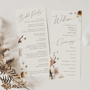 Boho Autumn Wildflower   Beige Wedding Program Programme