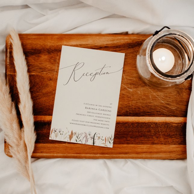 Boho Autumn Wildflower | Beige Wedding Reception Enclosure Card (Creator Uploaded)
