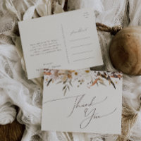 Boho Autumn Wildflower | Beige Wedding Thank You