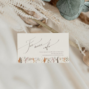 Boho Autumn Wildflower Beige Wedding Website Enclosure Card