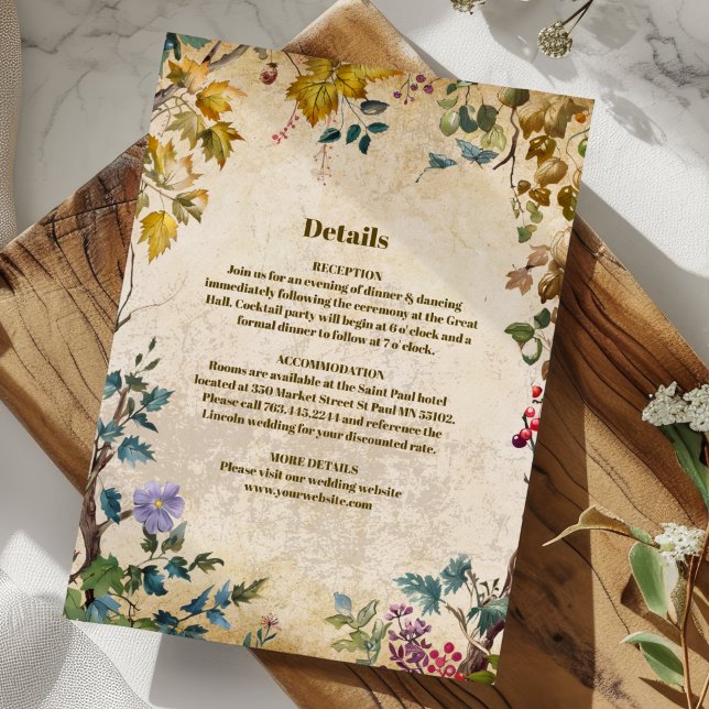 Boho Autumn Wildflower Botanical Wedding  Enclosure Card (Creator Uploaded)