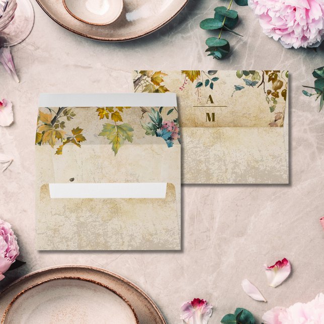 Boho Autumn Wildflower Botanical Wedding  Envelope (Creator Uploaded)