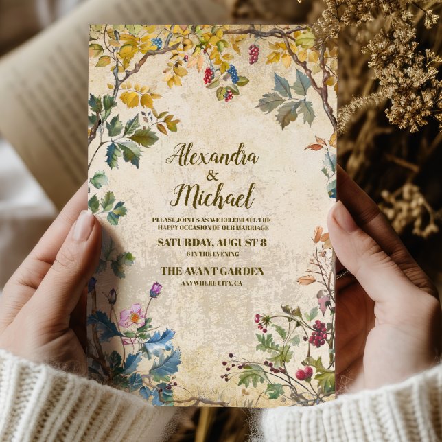 Boho Autumn Wildflower Botanical Wedding  Invitation (Creator Uploaded)