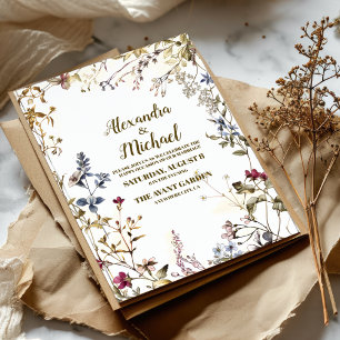 Boho Autumn Wildflower Botanical Wedding  Invitation