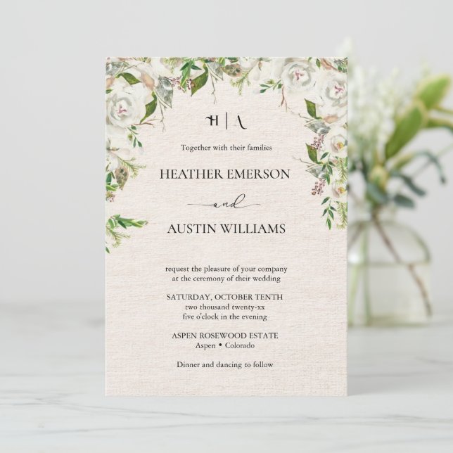 Boho Autumn Wildflower | Botanical Wedding Invitation (Standing Front)
