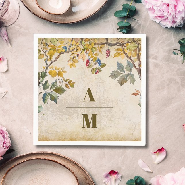 Boho Autumn Wildflower Botanical Wedding  Napkin (Creator Uploaded)