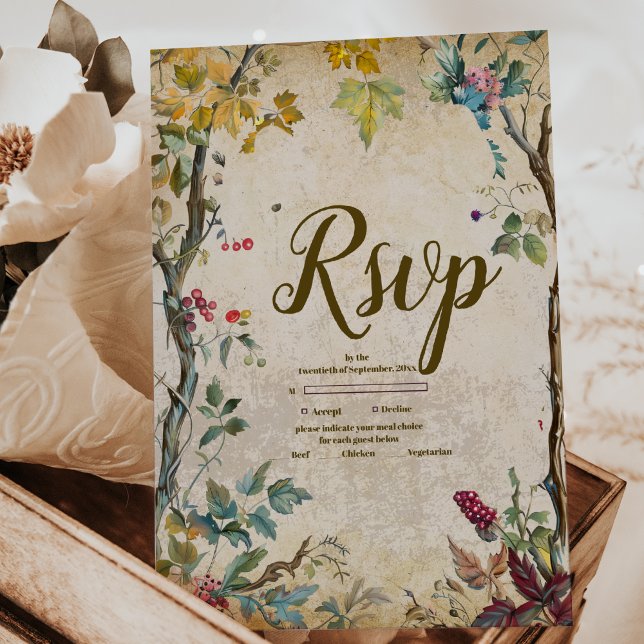 Boho Autumn Wildflower Botanical Wedding  RSVP Card (Creator Uploaded)