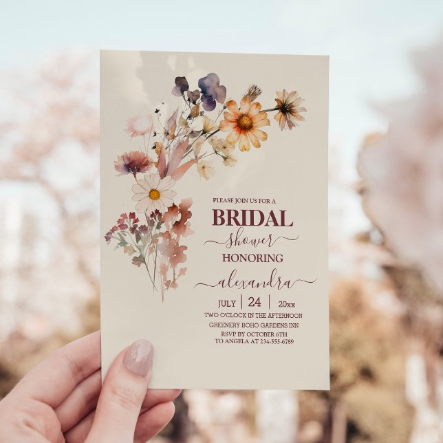  Boho Autumn Wildflower Bridal Shower Invitation (Creator Uploaded)
