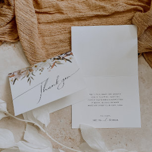 Boho Autumn Wildflower   Folded Thank You Card