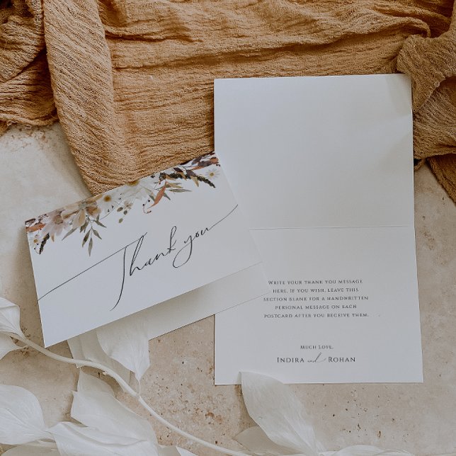 Boho Autumn Wildflower | Folded Thank You Card (Creator Uploaded)