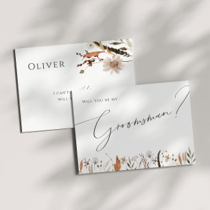 Boho Autumn Wildflower   Groomsman Proposal Card