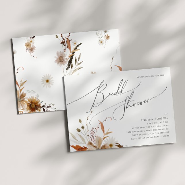 Boho Autumn Wildflower | Horizontal Bridal Shower Invitation (Creator Uploaded)