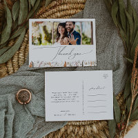 Boho Autumn Wildflower Horizontal Photo Thank You