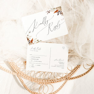 Boho Autumn Wildflower   Menu Choice RSVP Postcard