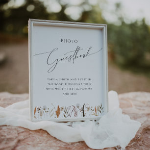 Boho Autumn Wildflower   Photo Guest Book Sign