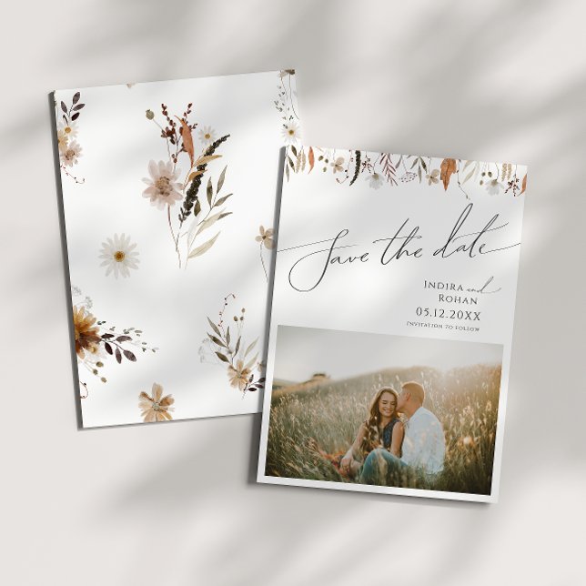 Boho Autumn Wildflower | Photo Save The Date (Creator Uploaded)