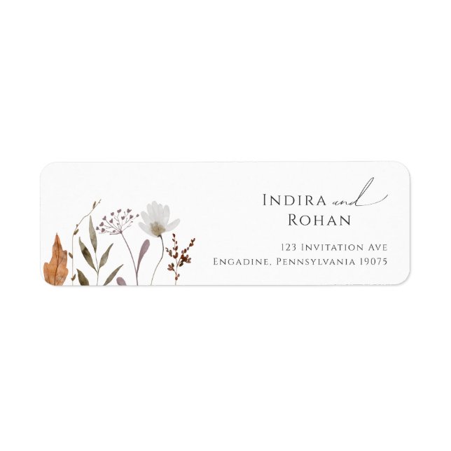 Boho Autumn Wildflower | Return Address Label (Front)