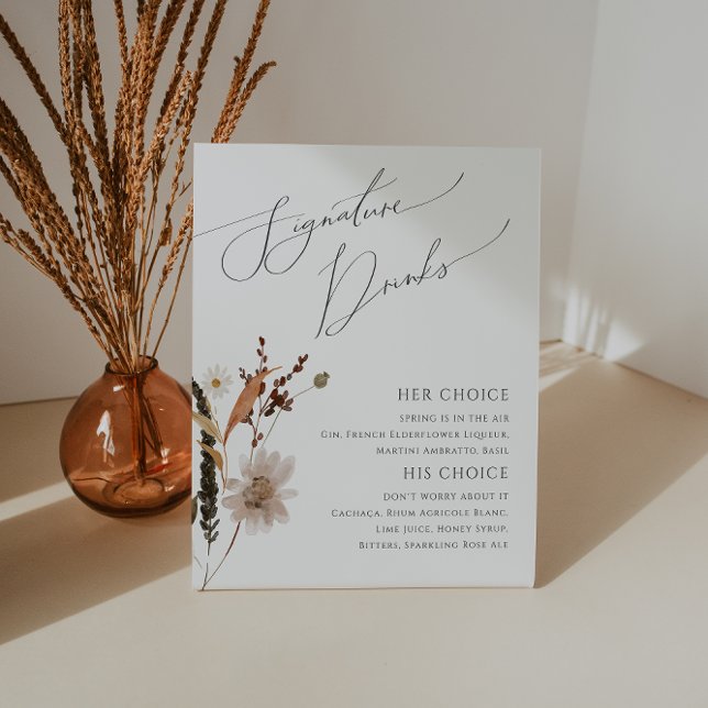Boho Autumn Wildflower | Signature Drinks Pedestal Sign (Creator Uploaded)